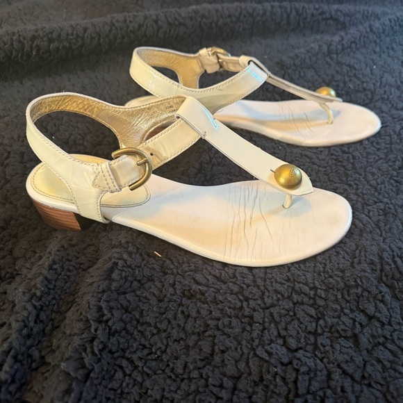 Coach Cream Sandals with Gold Buckle - Picture 1 of 13